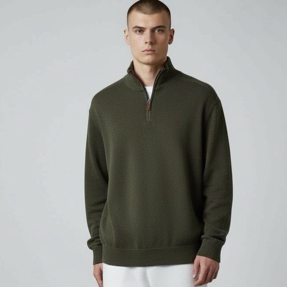 Ralph Lauren Polo 100% Cotton Olive Green 1/4 Zip Pullover - Size XXL
